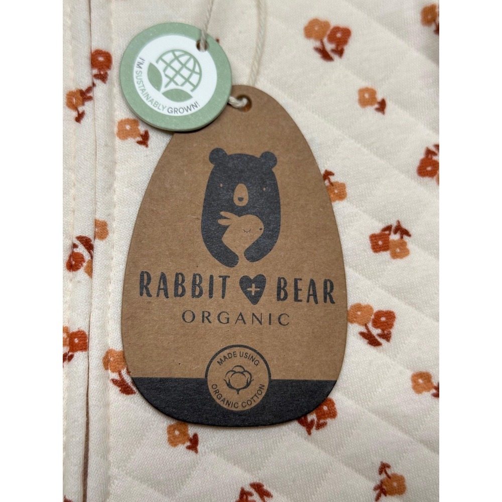 Rabbit + Bear 2 Piece Set Baby Girl 0-3M Organic Floral Quilted Zip Headband NWT - Picture 4 of 10